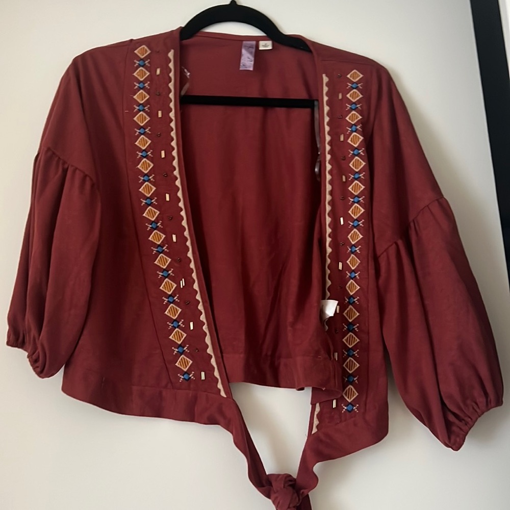 Francesca’s cropped shirt beaded